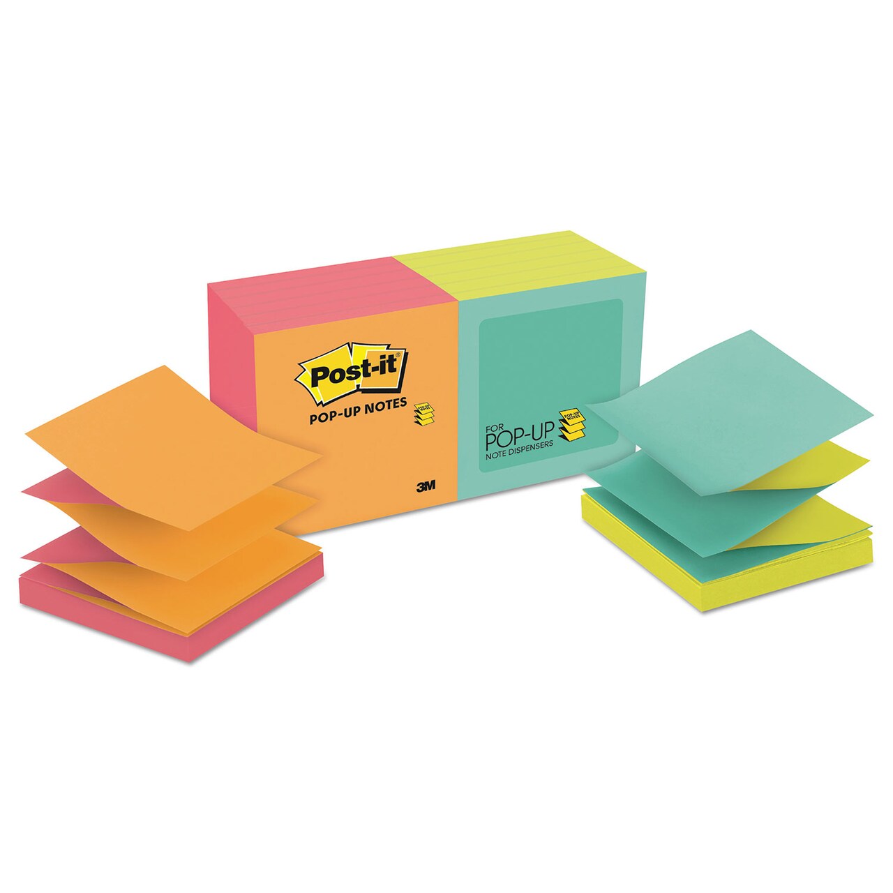 Post-it Original Pop-up Refill Poptimistic Collection Alternating-Color Value Pack 3 x 3 100 Sheets/Pad 12 Pads/Pack